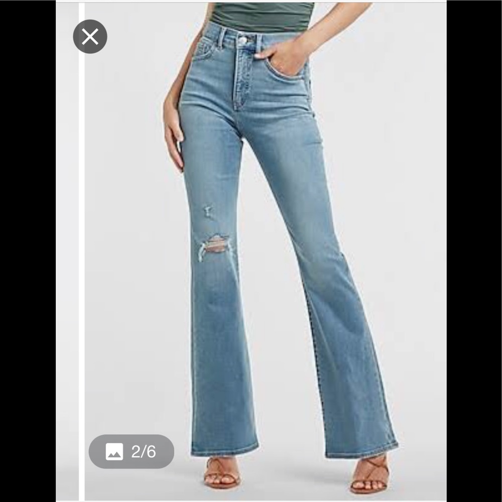 EXPRESS High Waisted Light Wash Supersoft Bootcut Jeans NWT - Picture 1 of 11